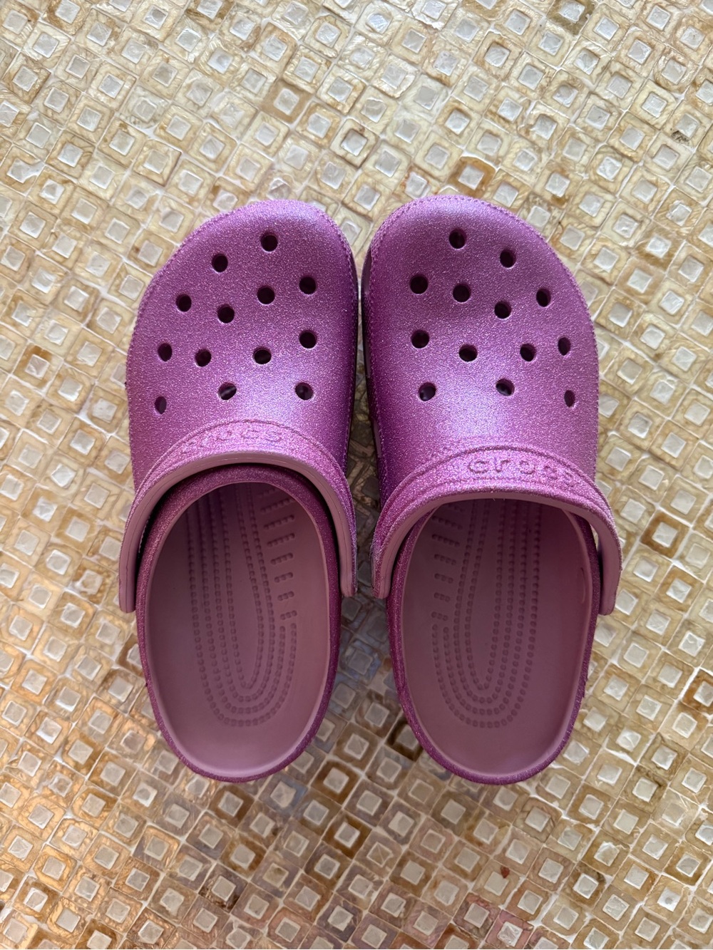 CROCS Women's Glitter Clogs in Shimmery Purple